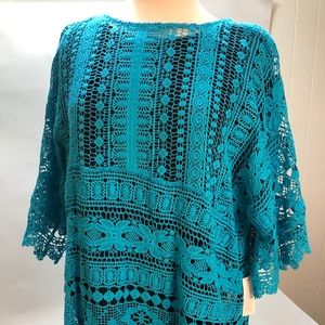 Chico's size 3 macrame shirt.  Blue